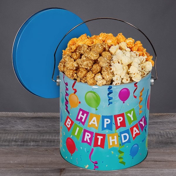3.5 Gallons of Popcorn with Happy Birthday Tin??